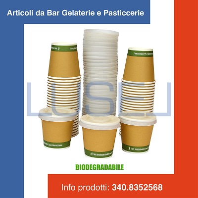 z7 PZ 100 BICCHIERE IN CARTA CAFFE' CL 7 BIO + PZ 100 COPERCHIO BIO IDEALI PER L'ASPORTO DI BEVANDE CALDE